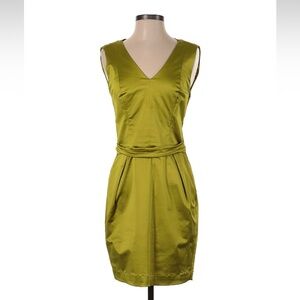 NWT Maria. Valentina XS Green V Neck Sheath Dress with Woven Back